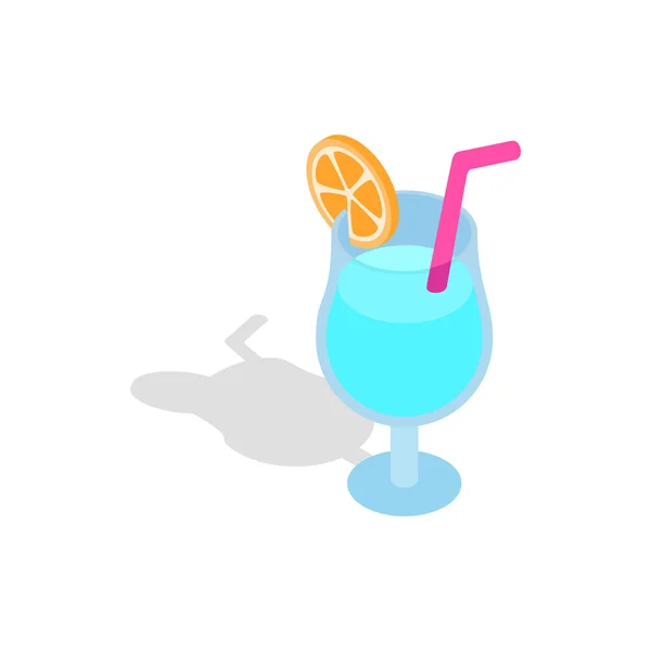 Blauwe cocktail met schijfje oranje pictogram — Stockvector