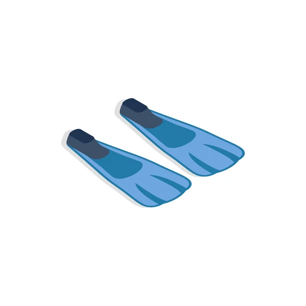 Blauwe flippers pictogram, isometrische 3D-stijl — Stockvector