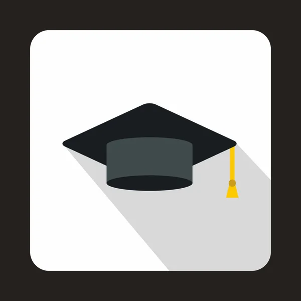 Graduatie cap icoon, platte stijl — Stockvector