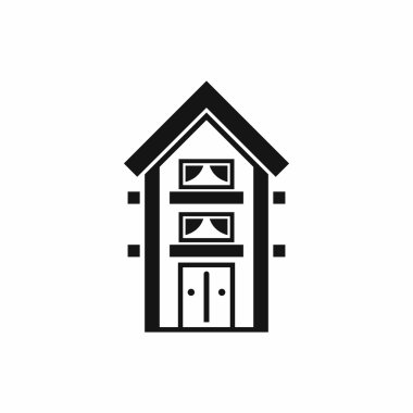 İki katlı evin balkon simgesi, basit tarzı ile