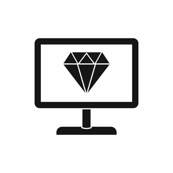 Ekran z diament ikona, prosty styl — Wektor stockowy