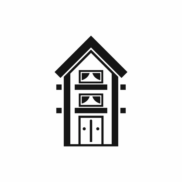 Casa de dois andares com varanda ícone, estilo simples — Vetor de Stock