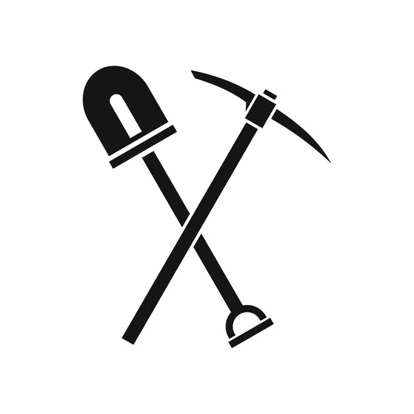 Shovel and pickaxe icon, simple style — Stock Vector