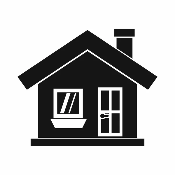Einstöckiges Haus mit Schornstein-Ikone, einfacher Stil — Stockvektor