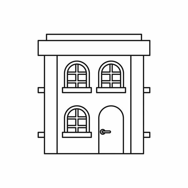 Dwupiętrowy dom ikona, styl konturu — Wektor stockowy