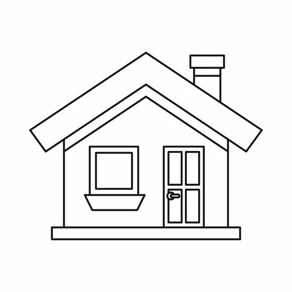 Εξοχικό σπίτι με ένα εικονίδιο καμινάδα, στυλ περιγράμματος — Διανυσματικό Αρχείο