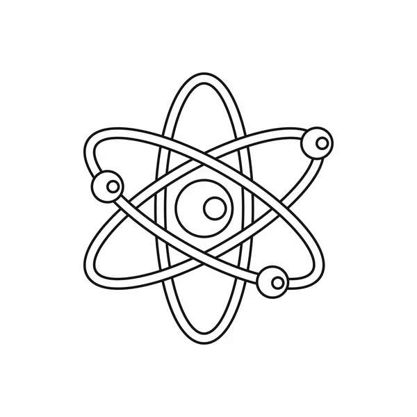 Átomo con icono de electrones en estilo de contorno — Archivo Imágenes Vectoriales