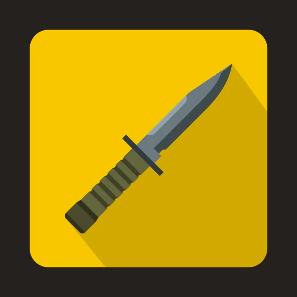 Vojenský bojový nůž ikona, ploché styl — Stockový vektor