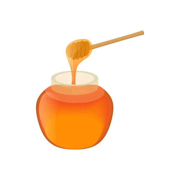 Glas mit Honig-Ikone im Cartoon-Stil — Stockvektor