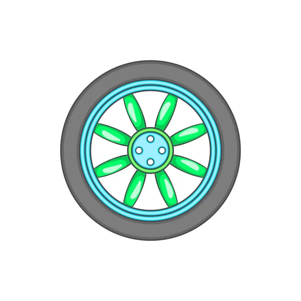 Иконка колеса автомобиля в стиле мультфильма — стоковый вектор
