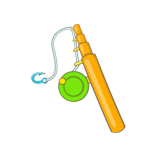 Icône de canne à pêche dans le style dessin animé — Image vectorielle