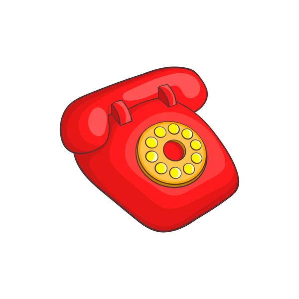 Retro red telephone icon, cartoon style — Stock Vector