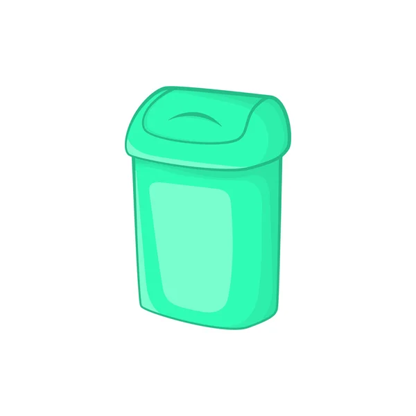 Turquoise trash can icon, cartoon style — Stock Vector