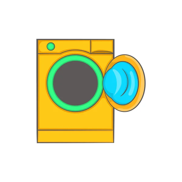 Gele wasmachine pictogram, cartoon stijl — Stockvector