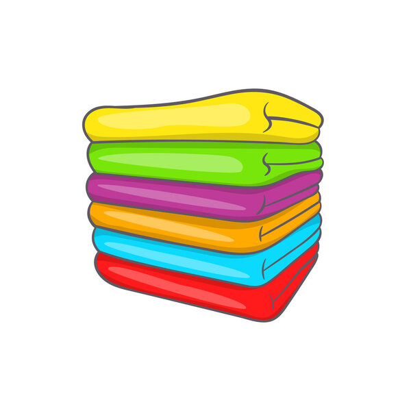 Towel stack icon in cartoon style