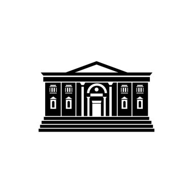 İki katlı kamu Binası simgesi, basit tarzı