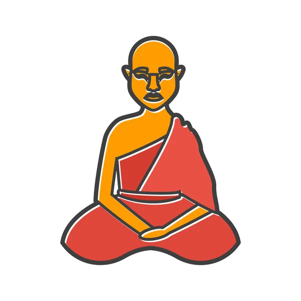 Icono monje budista, estilo plano — Vector de stock