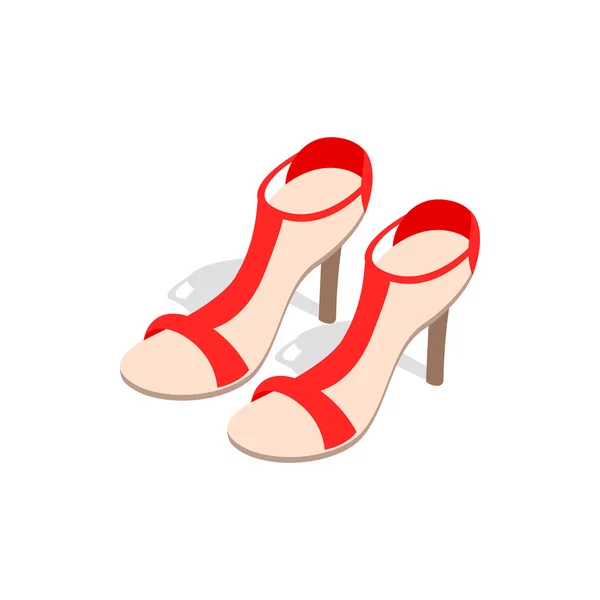 Par de tacón alto rojo zapatos femeninos icono — Vector de stock