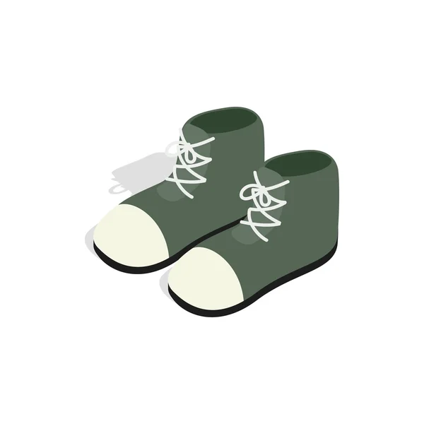 绿色的双靴子等距 3d 风格的图标 — 图库矢量图片