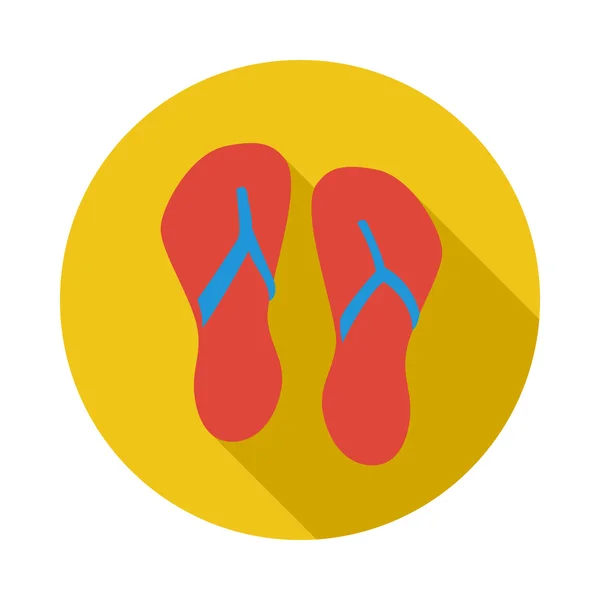 Beach red flip flops icon, flat style — Stock Vector
