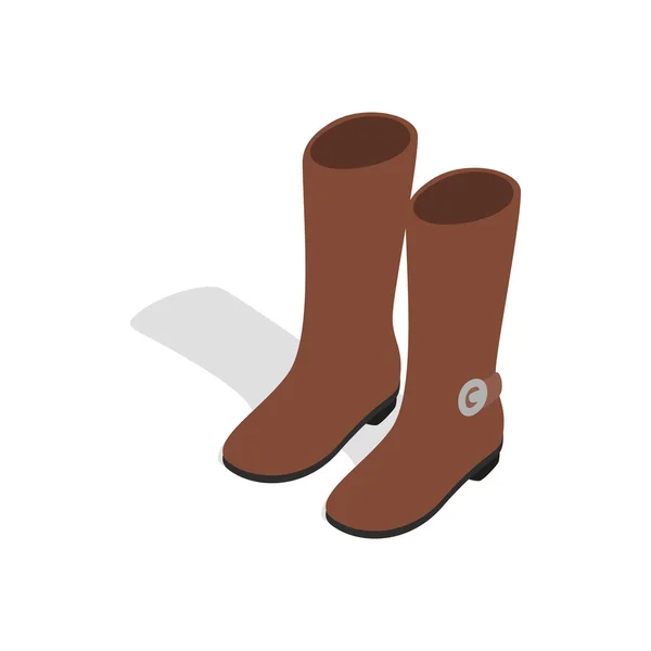 Mujer botas de moda marrón icono de estilo isométrico 3d — Vector de stock