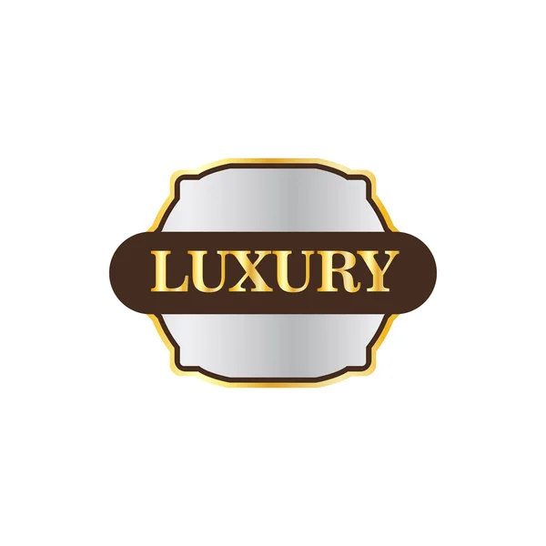 Luxury silver label icon, flat style — Stock Vector