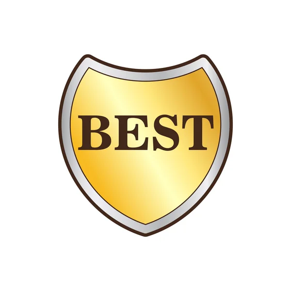 Gouden schild met het woord beste pictogram, vlakke stijl — Stockvector
