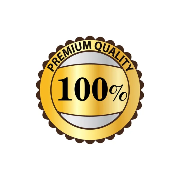 Calidad premium 100% icono de la etiqueta dorada — Vector de stock