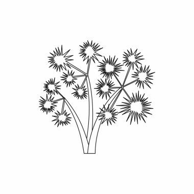 Üç dikenli palmiye ağaçları simgesi, anahat stili