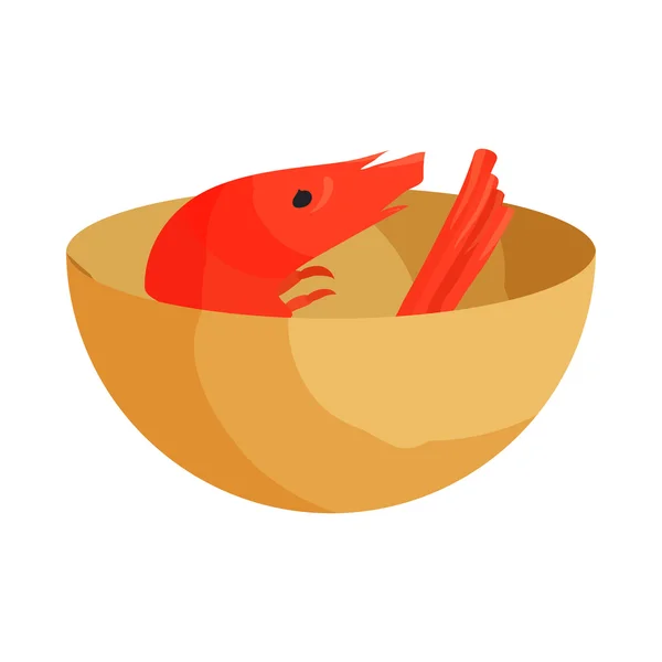 Copa con icono de camarones, estilo de dibujos animados — Vector de stock
