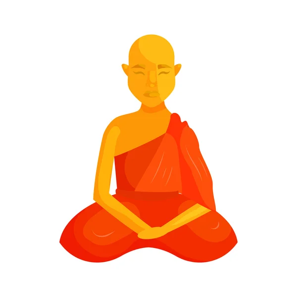 Buddhista szerzetes ikon, rajzfilm stílusú — Stock Vector