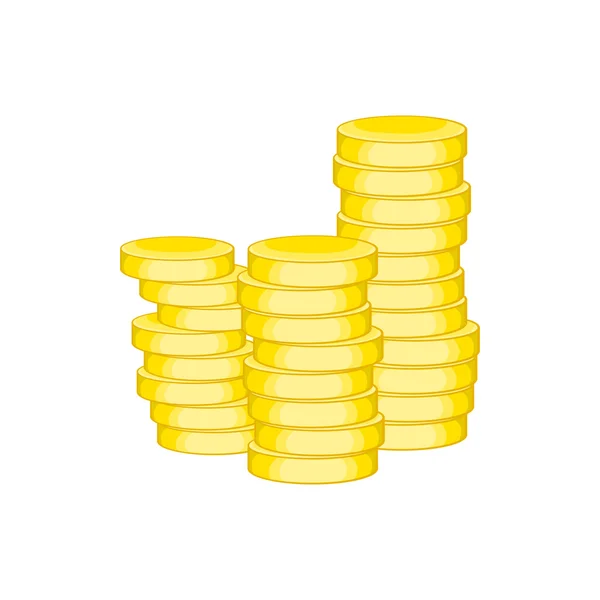 Zlaté mince ikona, kreslený styl — Stockový vektor