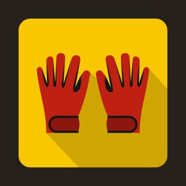 Kırmızı kış Kayak eldiven simgesi, düz stil