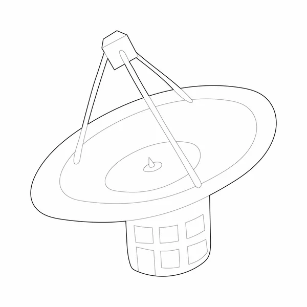 Stazione di comunicazione satellitare icona stile contorno — Vettoriale Stock