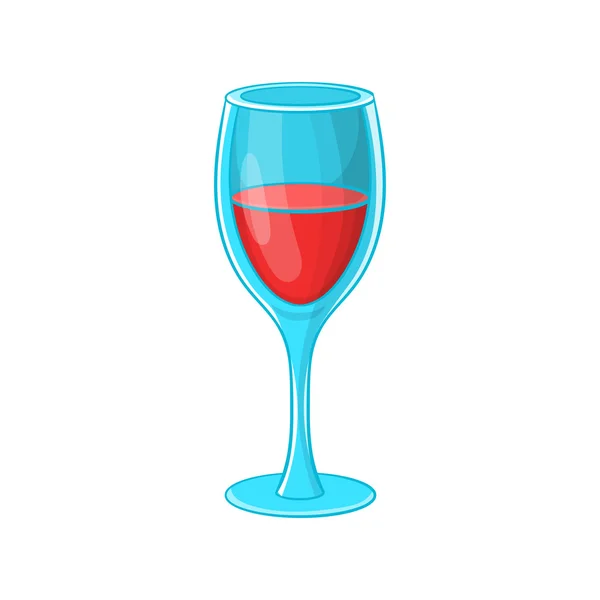 Glass of red wine icon, cartoon style — Stock Vector
