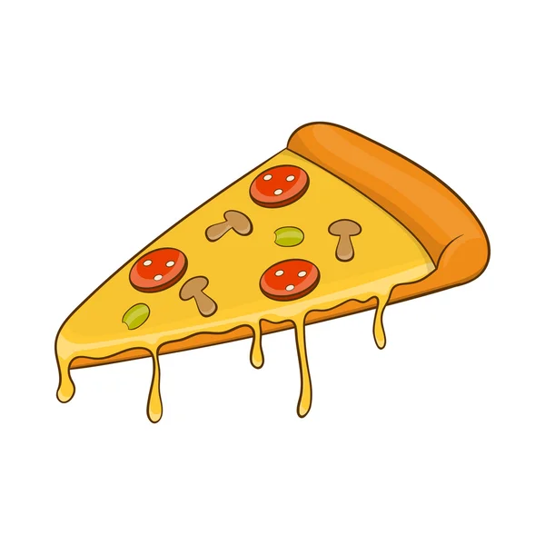 サラミ ピザ スライス アイコン、漫画のスタイル — ストックベクタ