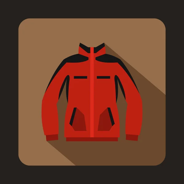 Sweat-shirt rouge avec une icône de fermeture éclair, style plat — Image vectorielle