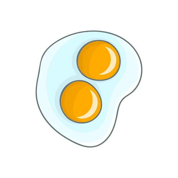 Huevos fritos icono, estilo de dibujos animados — Vector de stock