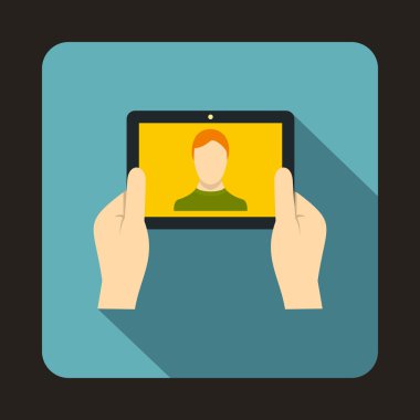 Tablet simgesi, düz stil holding eller