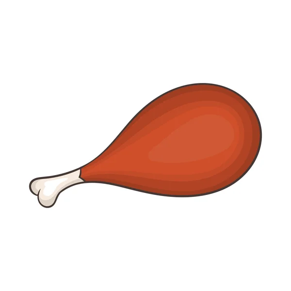 Jambe de poulet grillée sur l'icône osseuse, style dessin animé — Image vectorielle