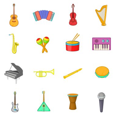 Müzik aletleri Icons set, karikatür tarzı