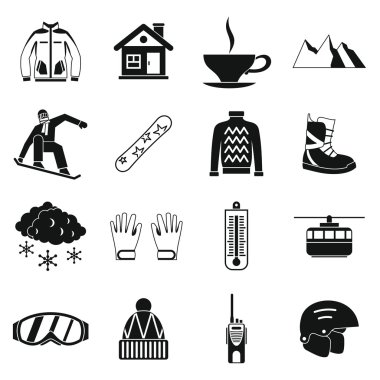 Snowboard Icons set, basit tarzı