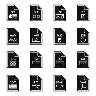 Dosya biçimi Icons set, basit tarzı