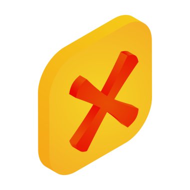 Simge, izometrik 3d stili çapraz ile sarı düğme