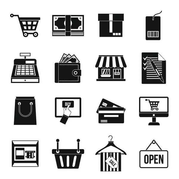 Conjunto de iconos de compras, estilo simple — Archivo Imágenes Vectoriales