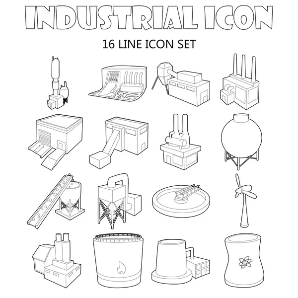 Industry icons set , outline style — Stock Vector