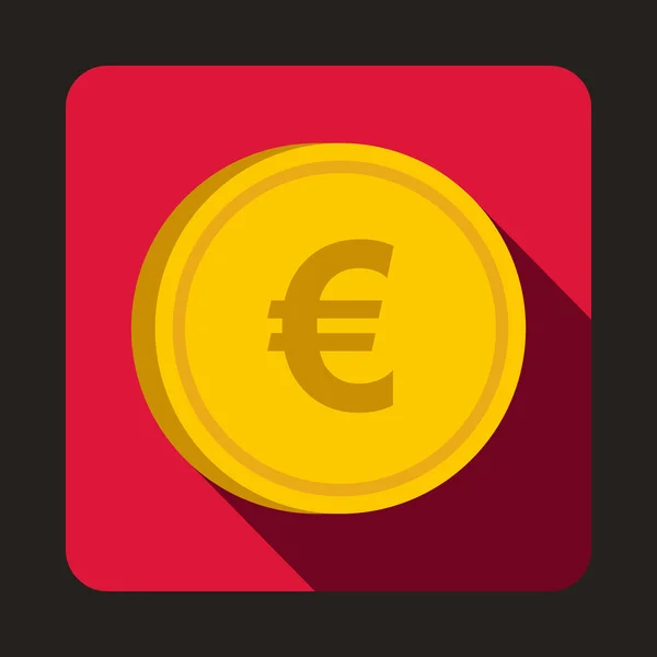 Ikona monet euro, płaski — Wektor stockowy
