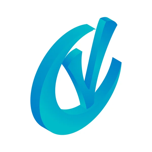 Niebieski znacznik wyboru w ikonę koło, izometryczny styl 3d — Wektor stockowy