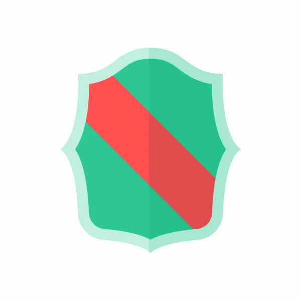 Zielona tarcza z czerwonym paskiem ikona, prosty styl — Wektor stockowy