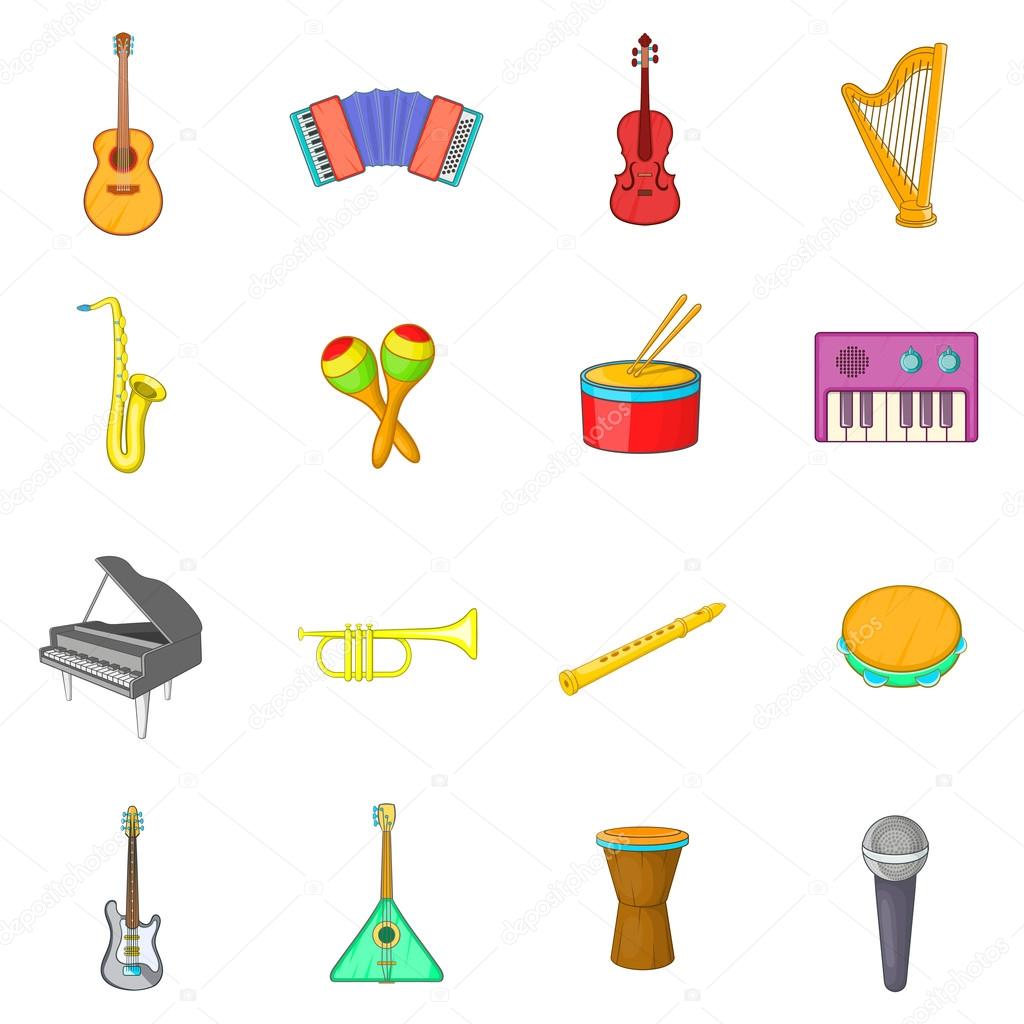 Musical instruments icons set, cartoon style Stock Vector Image by  ©ylivdesign #118601220